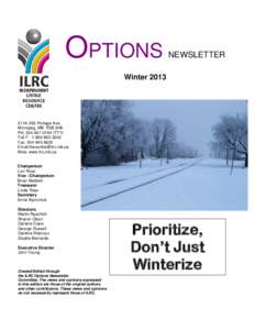 OPTIONS  NEWSLETTER Winter 2013