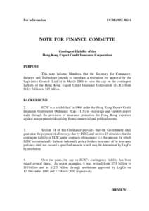 For information  FCRI[removed]NOTE FOR FINANCE COMMITTE Contingent Liability of the