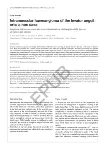 ACTA otorhinolaryngologica italica:EPUB February 09, 2012  Case report Intramuscular haemangioma of the levator anguli oris: a rare case