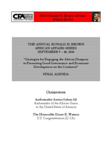 PROPOSED AGENDA FOR THE 2010 RONALD H