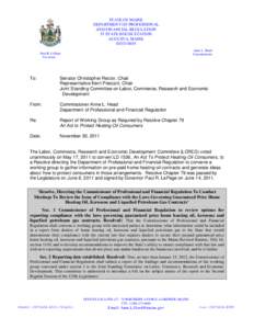 STATE OF MAINE DEPARTMENT OF PROFESSIONAL AND FINANCIAL REGULATION 35 STATE HOUSE STATION AUGUSTA, MAINE[removed]