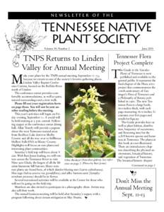 NEWSLETTER OF THE  Tennessee Native Plant Society Volume 39, Number 2