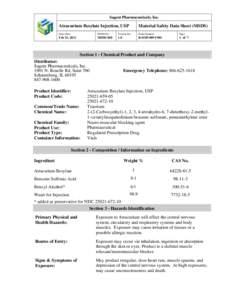 Sagent Pharmaceuticals, Inc.  Atracurium Besylate Injection, USP Material Safety Data Sheet (MSDS)