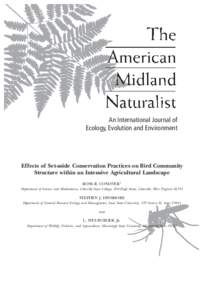 An International Journal of Ecology, Evolution and Environment Effects of Set-aside Conservation Practices on Bird Community Structure within an Intensive Agricultural Landscape ROSS R. CONOVER1