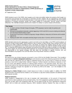 RSPB Scotland response Written submission to the Rural Affairs, Climate Change and Environment Committee on implementation of RPP2 and delivery of Scotland’s climate change targets 25th September 2014