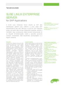 Termékismertető  SUSE LINUX ENTERPRISE SERVER for SAP Applications SUSE megoldások