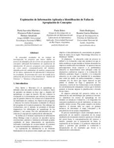 Explotación de Información Aplicada a Identificación de Fallas de Apropiación de Conceptos Paola Saavedra-Martinez, Florencia Pollo-Cattaneo Hernan Amatriain