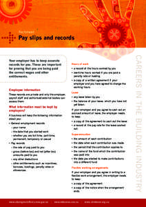 Factsheet:  Pay slips and records Employee information These records are private and only the employer,