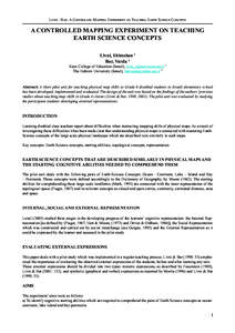 LIVNI - BAR: A CONTROLLED MAPPING EXPERIMENT ON TEACHING EARTH SCIENCE CONCEPTS  A CONTROLLED MAPPING EXPERIMENT ON TEACHING EARTH SCIENCE CONCEPTS Livni, Shimshon 1 Bar, Varda 2