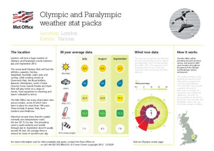 Olympic and Paralympic weather stat packs Location: London Events: Various 30 year average data