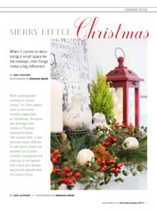 Christmas DESIGNER TOUCH M E R RY L I T T L E When it comes to decorating a small space for the holidays, little things