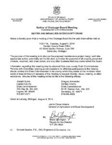 Public Meeting Notice:  Setter and Branches Intercounty Drain Board Meeting - August 5, 2014