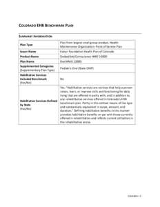 Colorado EHB Benchmark Plan