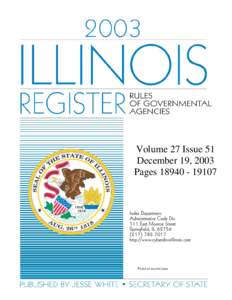 Volume 27 Issue 51 December 19, 2003 Pages[removed] TABLE OF CONTENTS December 19, 2003 Volume 27, Issue 51