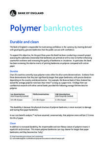 Polymer banknote / Numismatics / Used note / Polymer substrate / Note Printing Australia / Banknotes of the pound sterling / Banknotes / Paper / Currency