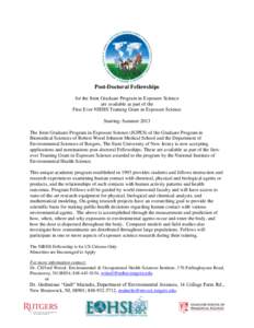 Pre-doctoral Fellowships and Post-Doctoral Fellowships