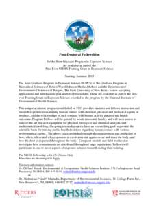 Exposure science / Fellow / Year of birth missing / Panos G. Georgopoulos / Paul J. Lioy / Health / Environmental health / National Institute of Environmental Health Sciences