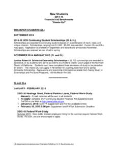 New Students[removed]Financial Aid Benchmarks “Heads-Up!” TRANSFER STUDENTS (2L) SEPTEMBER 2014