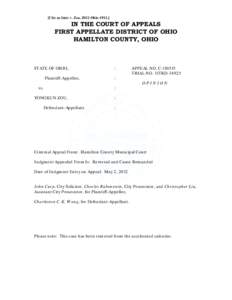 [Cite as State v. Zou, 2012-Ohio[removed]IN THE COURT OF APPEALS FIRST APPELLATE DISTRICT OF OHIO HAMILTON COUNTY, OHIO