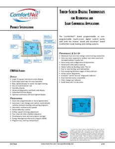 Touch-Screen Digital Thermostats for Residential and Light Commercial Applications  Product Specifications
