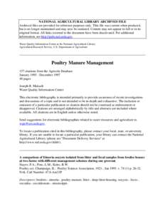 Poultry Manure Management