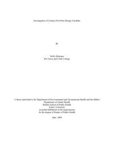 Investigation of Ceramic Pot Filter Design Variables  By Molly Klarman BA Lewis and Clark College