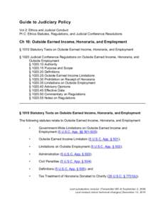 Regulations on Outside Earned Income, Honoraria, and Employment (Guide, Vol. 2C, Ch. 10)