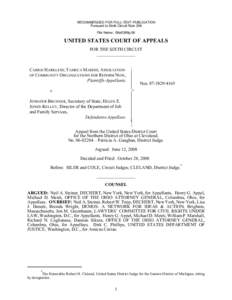 RECOMMENDED FOR FULL-TEXT PUBLICATION Pursuant to Sixth Circuit Rule 206 File Name: 08a0389p.06 UNITED STATES COURT OF APPEALS FOR THE SIXTH CIRCUIT