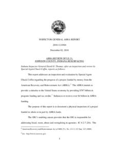 INSPECTOR GENERAL ARRA REPORT[removed]December 02, 2010 ARRA REVIEW OF US 31, JOHNSON COUNTY, INDIANA RESURFACING