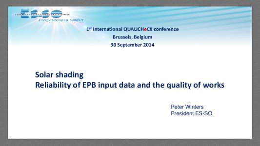 1st International QUALICHeCK conference Brussels, Belgium 30 September 2014 19th 19thM11meetin 1919etMeg 1m