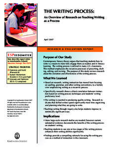 Learning / Writing process / Writing Workshop / National Assessment of Educational Progress / Prewriting / Free writing / Teaching writing in the United States / George Hillocks /  Jr. / Writing / Language / Education