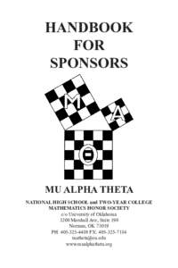 HANDBOOK FOR SPONSORS MU ALPHA THETA NATIONAL HIGH SCHOOL and TWO-YEAR COLLEGE