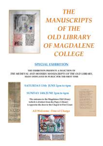 THE MANUSCRIPTS OF THE OLD LIBRARY OF MAGDALENE COLLEGE