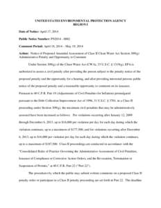 2014 CWA Public Notices - Attleboro[removed]]