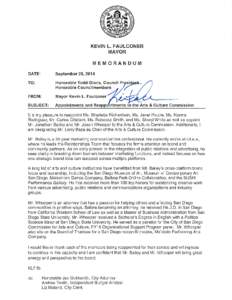 KEVIN L. FAULCONER MAYOR MEMORANDUM DATE:  September 26, 2014