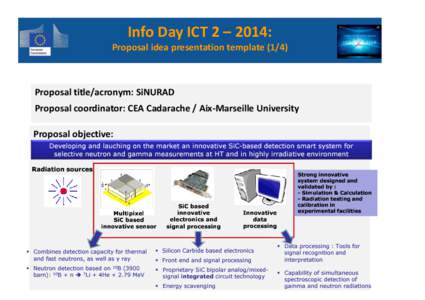 Info Day ICT 2 – 2014:  Proposal idea presentation template[removed]Proposal title/acronym: SiNURAD Proposal coordinator: CEA Cadarache / Aix-Marseille University