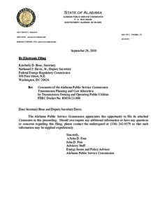 State of Alabama ALABAMA PUBLIC SERVICE COMMISSION P. O. BOX[removed]MONTGOMERY, ALABAMA[removed]LUCY BAXLEY,