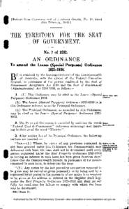 [Extract from Commonwealth of Australia Gazette, No. 17, dated 25th February, [removed]THE TERRITORY FOR THE SEAT . OF GOVERNMENT. No. 7 of 1932.