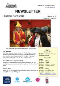 Box CE VC Primary SchoolNEWSLETTER Summer Term 2016