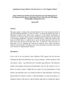 Land law / Property / English property law / Real estate / Tenant farmer / Common law / Agricultural Tenancies Act / Leasehold estate / Land tenure / Landlord–tenant law / Law / Real property law