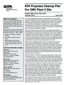 EPA Proposes Cleanup Plan for OMC Plant 2 Site, August 2008