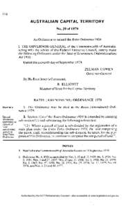 N o . 29 of[removed]An Ordinance to amend the Rates Ordinance 1926 I, T H E G O V E R N O R - G E N E R A L of the Commonwealth of Australia, acting with the advice of the Federal Executive Council, hereby make the followi