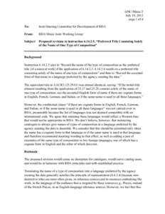 6JSC/Music/2 July 19, 2013 page 1 of 4 To:  Joint Steering Committee for Development of RDA