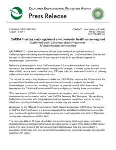 CalEPA finalizes major update of environmental health screening tool