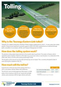 Tauranga Eastern Link information poster - Tolling