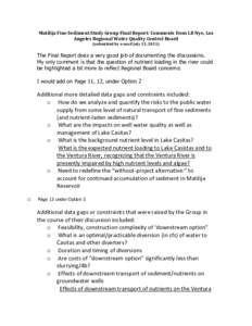 Environmental soil science / Water pollution / Aquatic ecology / Los Padres National Forest / Ojai /  California / Ventura River / Lake Casitas / Sediment / Eutrophication