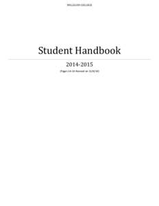 MILLIGAN COLLEGE  Student Handbook[removed]Pages[removed]Revised on[removed])