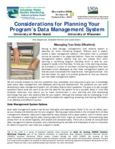 December 2006 Factsheet IX (Updated Dec[removed]Considerations for Planning Your Program’s Data Management System