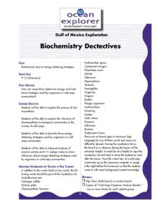 Gulf of Mexico Exploration  Biochemistry Dectectives FOCUS  Hydrocarbon gases