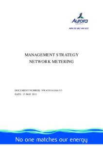 ABN[removed]MANAGEMENT S TRATEGY NETWORK METERING  DOCUMENT NUMBER: NW-#[removed]V3